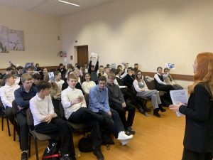 Встреча с курсантом ВФ БГУ Гордионком М.,а также с студенткой 1 курса БелГУТа, нашей бывшей ученицей Климцевой В.